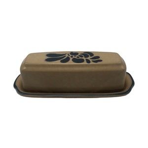 Vintage Pfaltzgraff Folk Art Butter Dish & Cover 7-3/4" Stoneware Made in USA